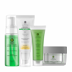 KITX4 Espuma Limpiadora + Gel Exfoliante + Mascarilla Detox + Protector Solar En Gel SPF50+