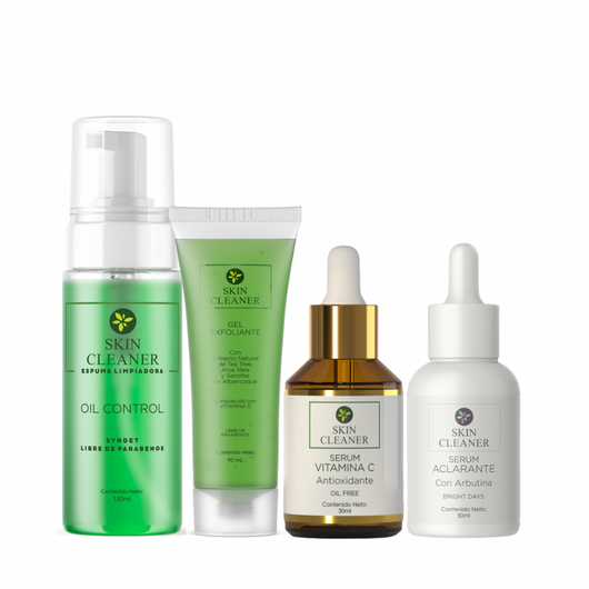 KITX4 Espuma Limpiadora + Gel Exfoliante + Serum Despigmentante + Serum Vit C