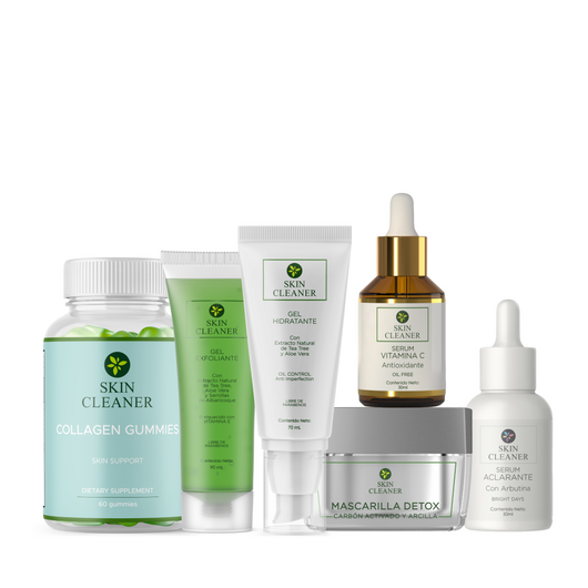 KITX6 Gel Exfoliante + Mascarilla Detox + Serum Vit C + Serum Despigmentamte + Gel Hidratante + Gummies De Colágeno