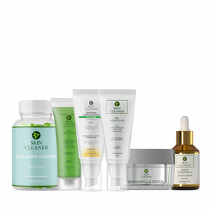 KITX6 Gel Exfoliante + Mascarilla Detox + Serum Vit C + Gel Hidratante + Protector Solar + Gummies De Colágeno